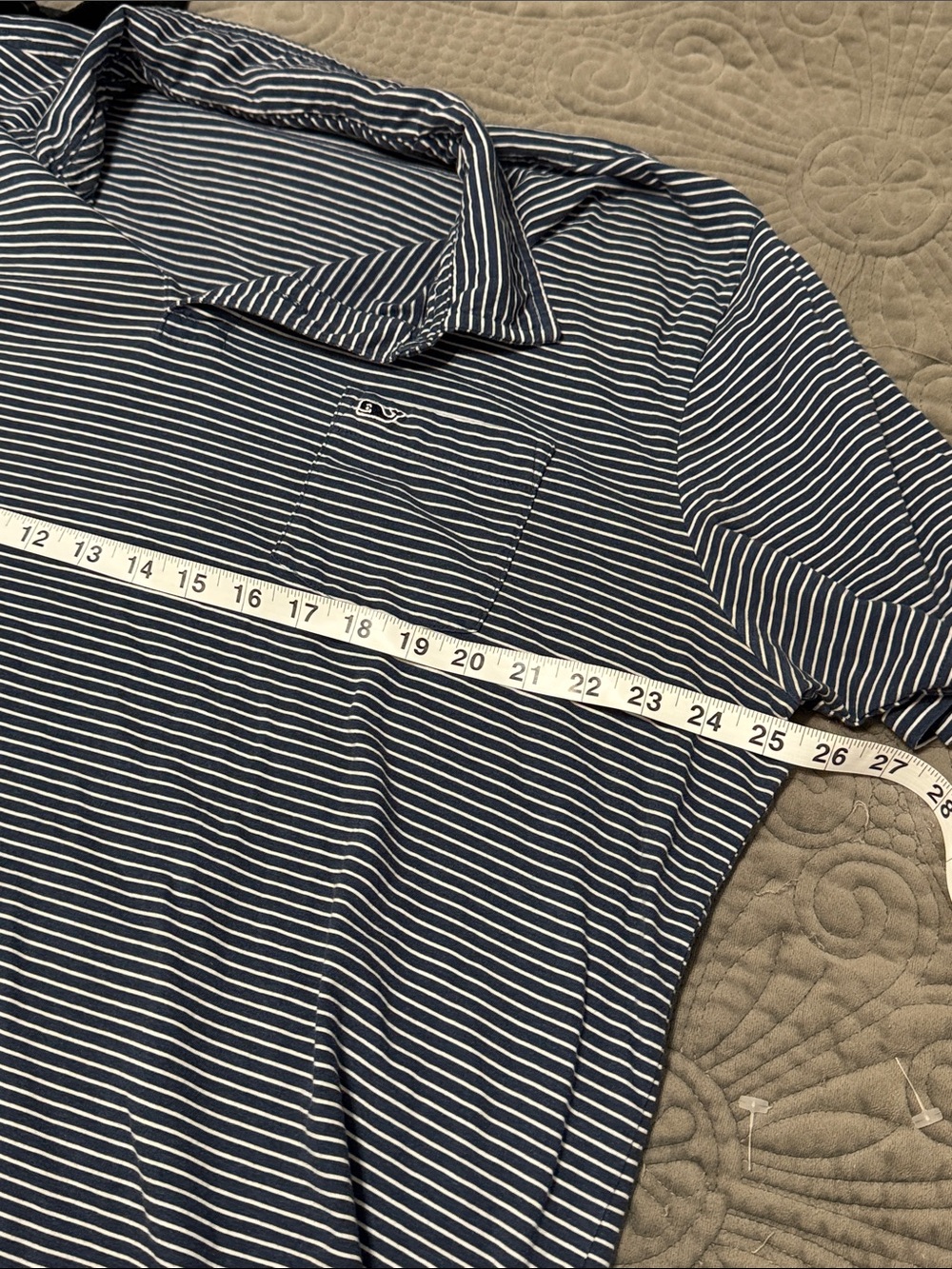 Vineyard Vines Navy and White Striped Polo. Size XL - Picture 7 of 8